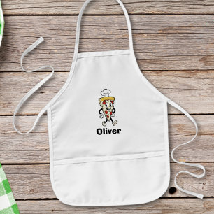 Avental Infantil Chef de Pizza de Desenho Animado Vintage Retro