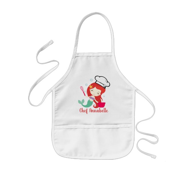 Avental Infantil Chef de Sereia Redhead com Bowl Personalize Apron (Frente)