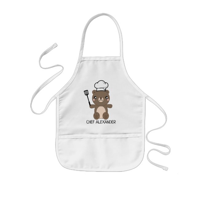 Avental Infantil Chef Teddy Bear Personalize Kids' Apron (Frente)