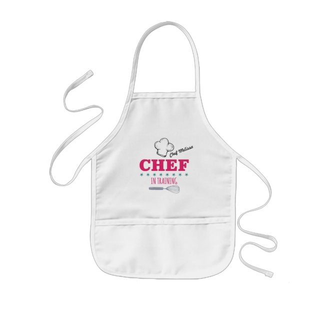 Avental Infantil Chef Treinando Crianças Rosa Apron (Frente)