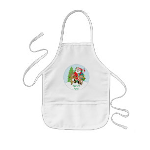 Avental Infantil Christmas Apron for Kids Personalize "Santa Claus"