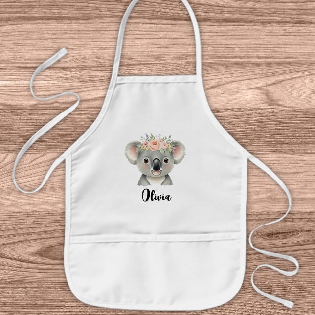 Avental Infantil Coala Fofo com Coroa Floral  (Criador carregado)