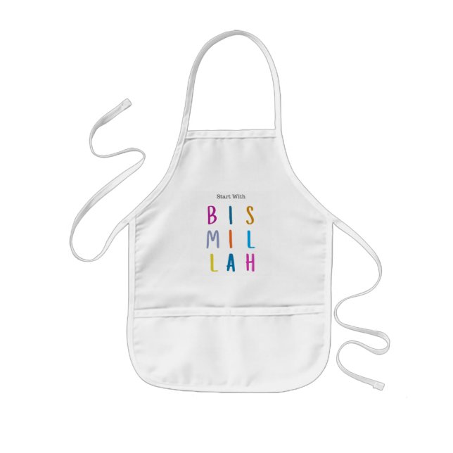 Avental Infantil Crianças Apron - Comece com Bismillah (Frente)