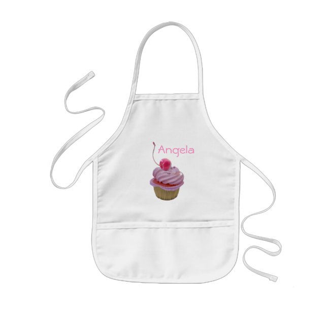Avental Infantil Cupcake e corações cor-de-rosa (Frente)