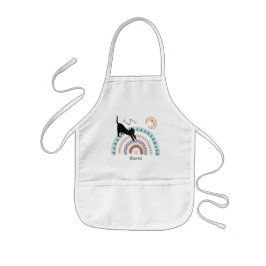 Avental Infantil Cute Cat Rainbow Unicorn Custom Name      