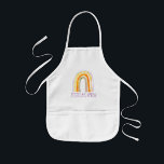 Avental Infantil Cute rainbow drawing custom name arts and crafts<br><div class="desc">Cute rainbow drawing custom arts and crafts kid's Kids' Apron. Personalize with your own custom name. Hand drawn design with pastel watercolors and handwritten typography. Boho style art. Also great for cooking,  baking and more. Includes handy front pockets.</div>