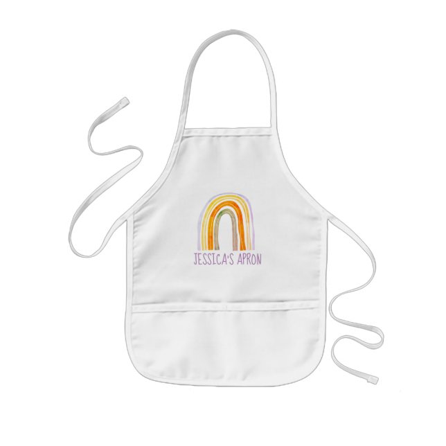Avental Infantil Cute rainbow drawing custom name arts and crafts (Frente)