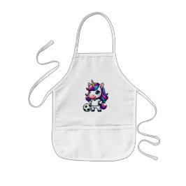 Avental Infantil Cute Soccer Unicorn Rainbow Hair Kids Sports Gift