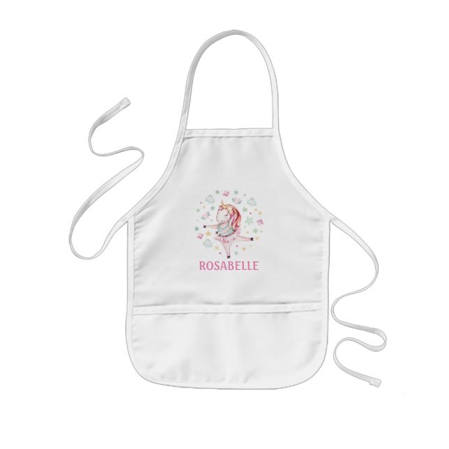 Avental Infantil Cute Unicorn Ballerina Girly PInk (Frente)