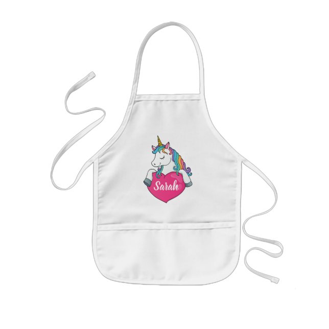Avental Infantil Cute Unicorn Personalized Name  (Frente)