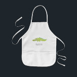 Avental Infantil Cute Unisex Watercolor Crocodilo Safari com Nome<br><div class="desc">Este avental para crianças unísex,  legal e fofo apresenta um crocodilo de aquarela,  e tem lugar para você adicionar o seu nome em uma bela tipografia. Veja o resto da nossa coleção para outros animais bonitos de safari!</div>