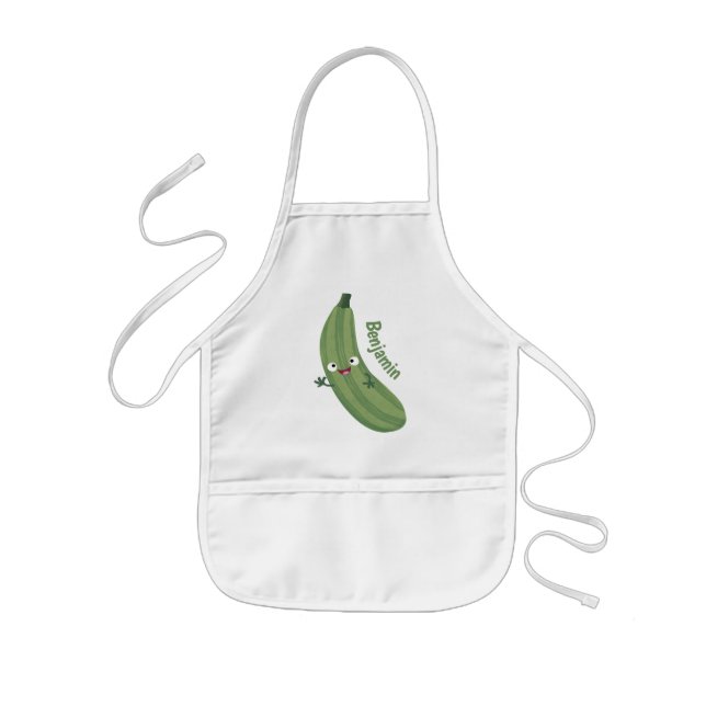 Avental Infantil Cute zucchini happy cartoon illustration (Frente)