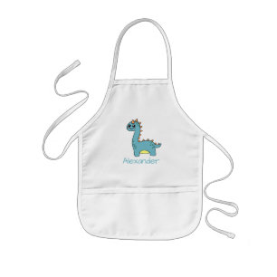 Avental Infantil Dinossauro azul-esverdeado personalizável
