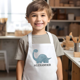 Avental Infantil Dinossauro Cinza Azul Fofo Personalizado
