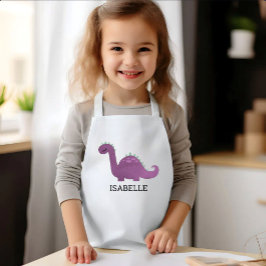 Avental Infantil Dinossauro Roxo Fofo Personalizado