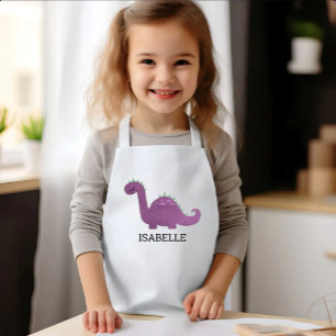 Avental Infantil Dinossauro Roxo Fofo Personalizado