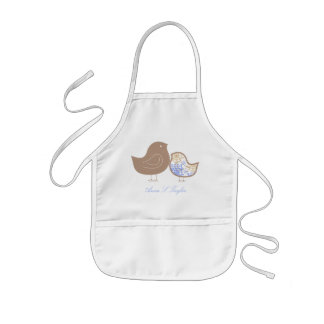 Avental Infantil Doce Azul Damasco Branca Pintinhos Bebês Cute Apro