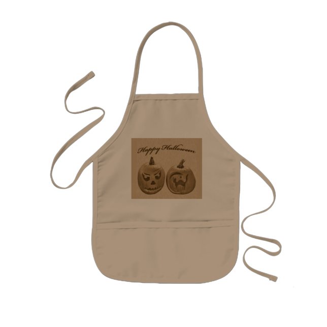 Avental Infantil Dois Pumpkins Feliz Dia das Bruxas Apron (Frente)