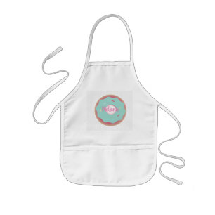 Avental Infantil Donuts Ombre Azul Teal Padaria Nome Personalizado