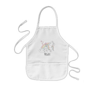 Avental Infantil Doodle Rainbow Unicorn com nome