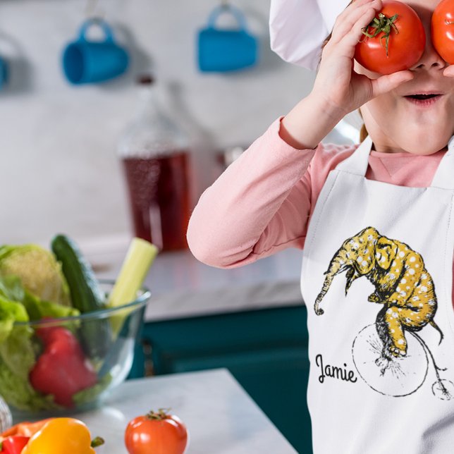 Avental Infantil Elefantes em Bikes = Yikes (Criador carregado)