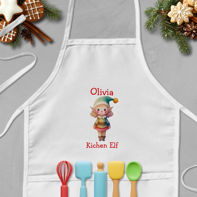 Avental Infantil Elfo de Natal Personalizado Fofo (Criador carregado)
