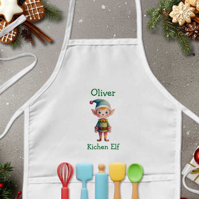 Avental Infantil Elfo de Natal Personalizado Fofo (Criador carregado)