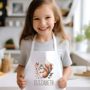 Avental Infantil Esquilo da Floresta Personalizado Fofo