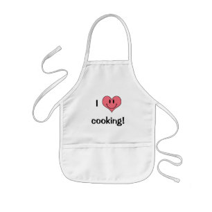 Avental Infantil Eu amo cozinhar! Coração Fofo Smilie