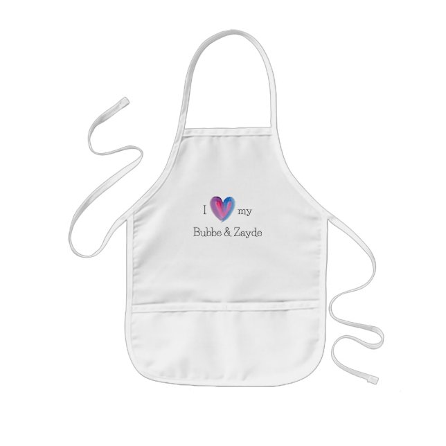 Avental Infantil Eu amo meu Bubbe e Zayde Apron (Frente)