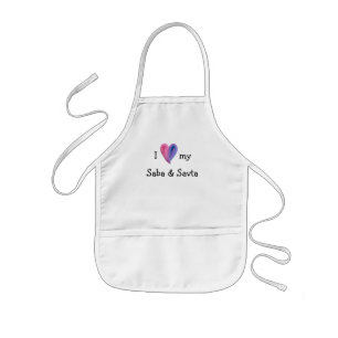 Avental Infantil Eu amo o meu Saba e Savta Apron