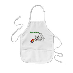 Avental Infantil Feliz Natal! Cachorrinho com Campainha e Bola
