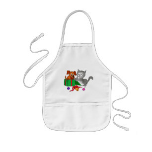 Avental Infantil Feliz Natal com Cat e Puppy