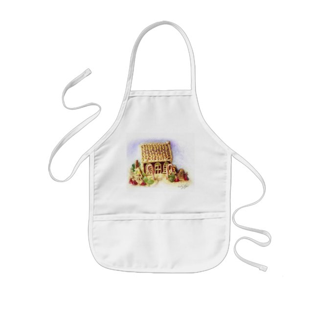 Avental Infantil Feliz Natal Gingercake House Bib Apron (Frente)