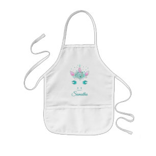 Avental Infantil Flores de Unicórnio Fofo Fabuloso Rosto 1