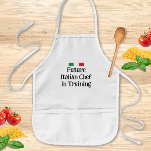 Avental Infantil Future Italian Chef in Training Editable (Editable "Future Italian chef in Training" with Italian Flag Kids' Apron)