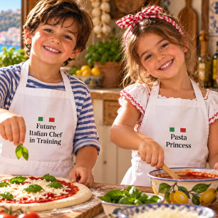 Avental Infantil Futuro Chef Italiano em Treinamento Editável