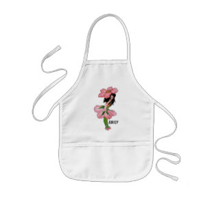 Avental Infantil Garota Vintage de Garota Floral Rosa