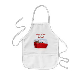 Avental Infantil Gatinho Dormindo No Soquete Vermelho Brilhante