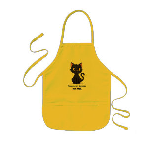 Avental Infantil Gato Preto Puramente Spooky - Halloween Personaliz
