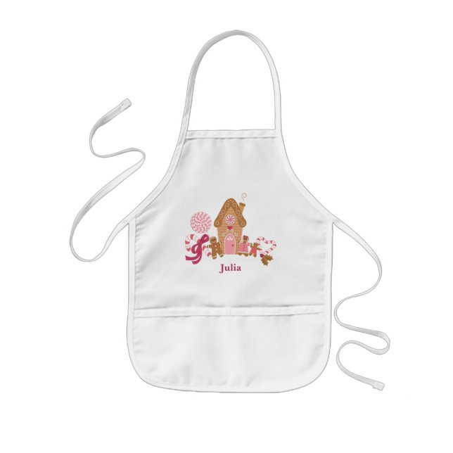 Avental Infantil Gengibre Branco, Cor-de-rosa, doce Crianças Apron (Frente)