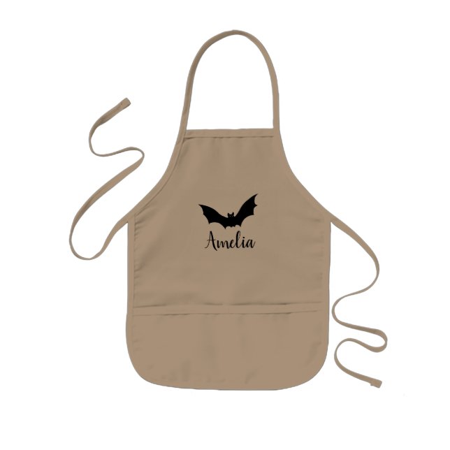Avental Infantil Halloween Bat Nome Personalizado Apron Infantil (Frente)