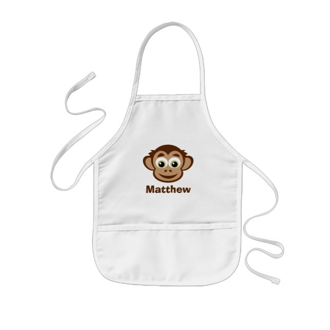 Avental Infantil Ícone personalizado de desenho animado de macaco-p (Frente)