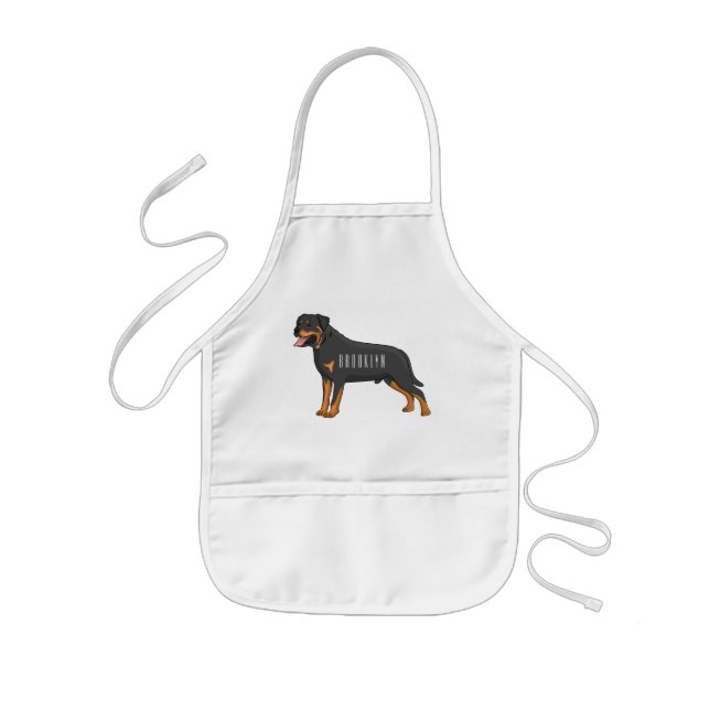 Avental Infantil Ilustração de desenho animado de cão rottweiler (Frente)