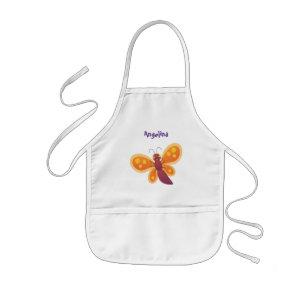 Avental Infantil Imagem de desenho animado de borboleta laranja fel
