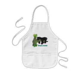 Avental Infantil Imagem de desenho animado de gato preto-pintado-pi