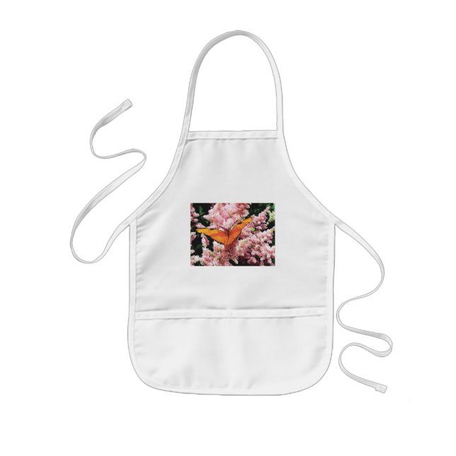 Avental Infantil Julia Butterfly em Flores Rosa (Frente)