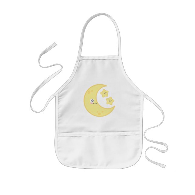 Avental Infantil Kawaii Moon e Stars Kid's Apron (Frente)