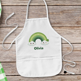 Avental Infantil Kawaii St. Patrick’s Day Green Rainbow