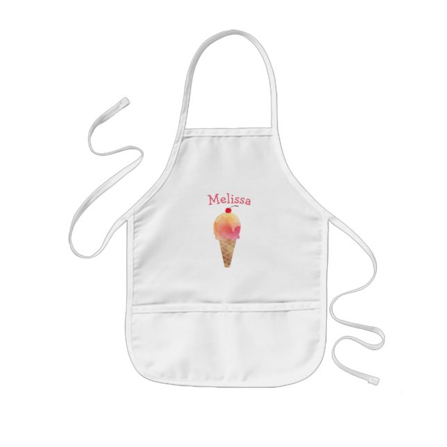 Avental Infantil Kids Pink Ice Cream Personalized Monogram (Frente)